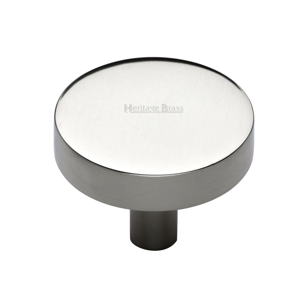 This is an image of a Heritage Brass - Cabinet Knob Disc Design 32mm Polished Nickel Finish, c3880-32-pnf that is available to order from Trade Door Handles in Kendal.