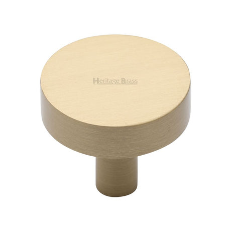 This is an image of a Heritage Brass - Cabinet Knob Disc Design 32mm Satin Brass Finish, c3880-32-sb that is available to order from Trade Door Handles in Kendal.