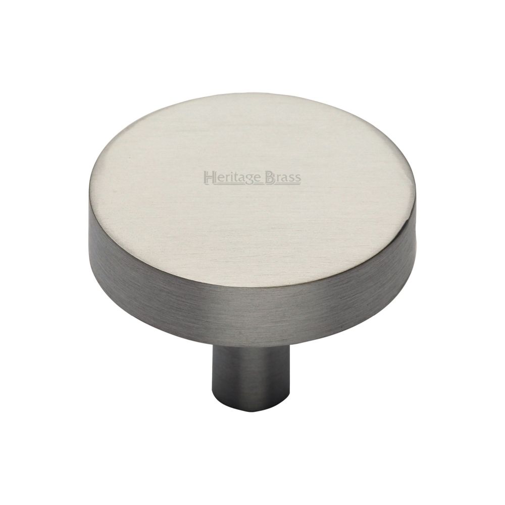 This is an image of a Heritage Brass - Cabinet Knob Disc Design 32mm Satin Nickel Finish, c3880-32-sn that is available to order from Trade Door Handles in Kendal.