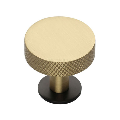 This is an image of a Heritage Brass - Cabinet Knob Disc Knurled Design with Rose 32mm Matt Bronze/Sat, c3882-32-bsb that is available to order from Trade Door Handles in Kendal.