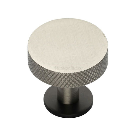 This is an image of a Heritage Brass - Cabinet Knob Disc Knurled Design with Rose 32mm Matt Bronze/Sat, c3882-32-bsn that is available to order from Trade Door Handles in Kendal.