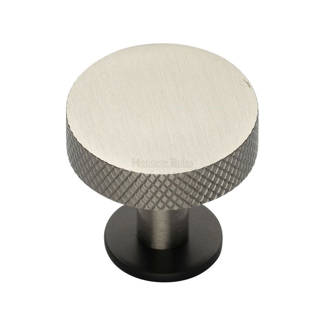 This is an image of a Heritage Brass - Cabinet Knob Disc Knurled Design with Rose 32mm Matt Bronze/Sat, c3882-32-bsn that is available to order from Trade Door Handles in Kendal.