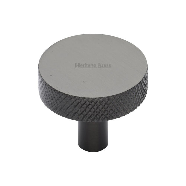 This is an image of a Heritage Brass - Cabinet Knob Knurled Disc Design 32mm Matt Bronze Finish, c3884-32-mb that is available to order from Trade Door Handles in Kendal.