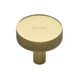 This is an image of a Heritage Brass - Cabinet Knob Knurled Disc Design 32mm Polished Brass Finish, c3884-32-pb that is available to order from Trade Door Handles in Kendal.