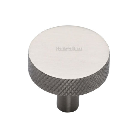 This is an image of a Heritage Brass - Cabinet Knob Knurled Disc Design 32mm Satin Nickel Finish, c3884-32-sn that is available to order from Trade Door Handles in Kendal.