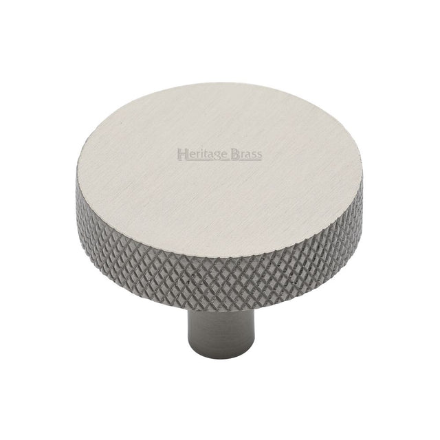 This is an image of a Heritage Brass - Cabinet Knob Knurled Disc Design 38mm Satin Nickel Finish, c3884-38-sn that is available to order from Trade Door Handles in Kendal.