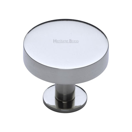 This is an image of a Heritage Brass - Cabinet Knob Disc Design with Rose 38mm Polished Chrome Finish, c3885-38-pc that is available to order from Trade Door Handles in Kendal.