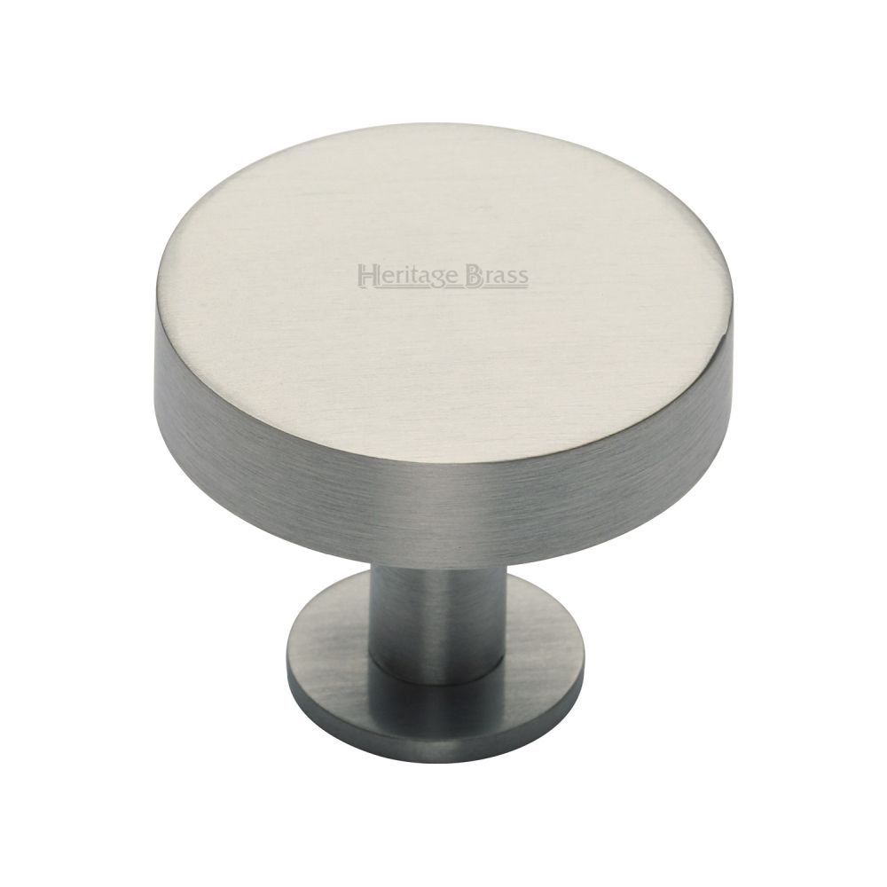 This is an image of a Heritage Brass - Cabinet Knob Disc Design with Rose 38mm Satin Nickel Finish, c3885-38-sn that is available to order from Trade Door Handles in Kendal.