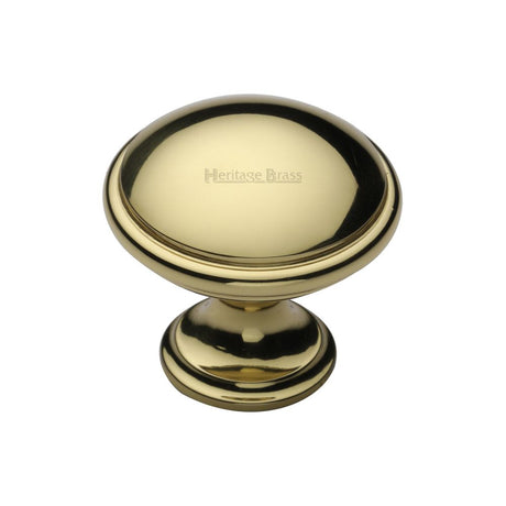 This is an image of a Heritage Brass - Cabinet Knob Domed Design 32mm Polished Brass Finish, c3950-32-pb that is available to order from Trade Door Handles in Kendal.