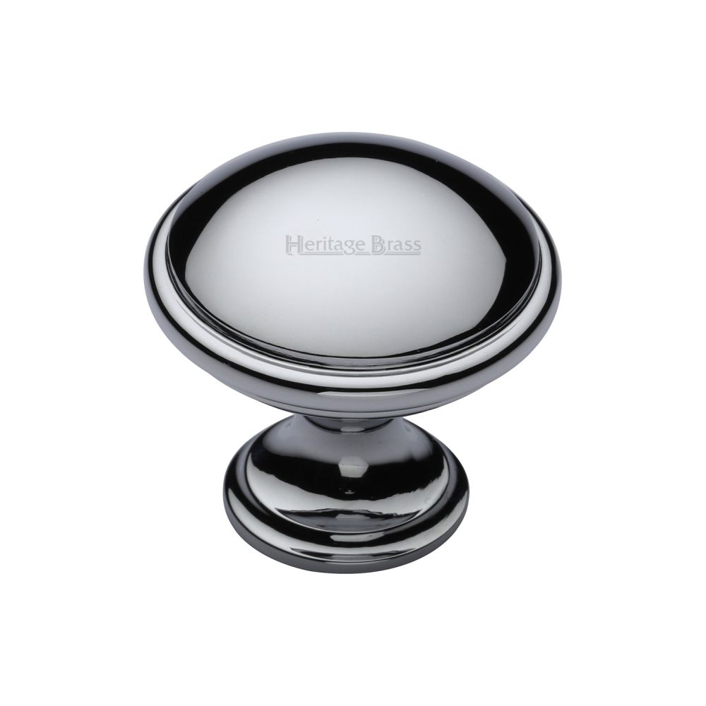 This is an image of a Heritage Brass - Cabinet Knob Domed Design 32mm Polished Chrome Finish, c3950-32-pc that is available to order from Trade Door Handles in Kendal.