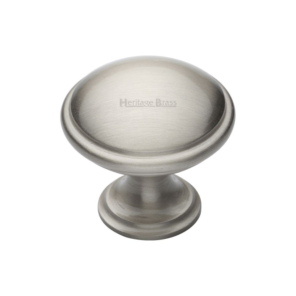 This is an image of a Heritage Brass - Cabinet Knob Domed Design 32mm Satin Nickel Finish, c3950-32-sn that is available to order from Trade Door Handles in Kendal.