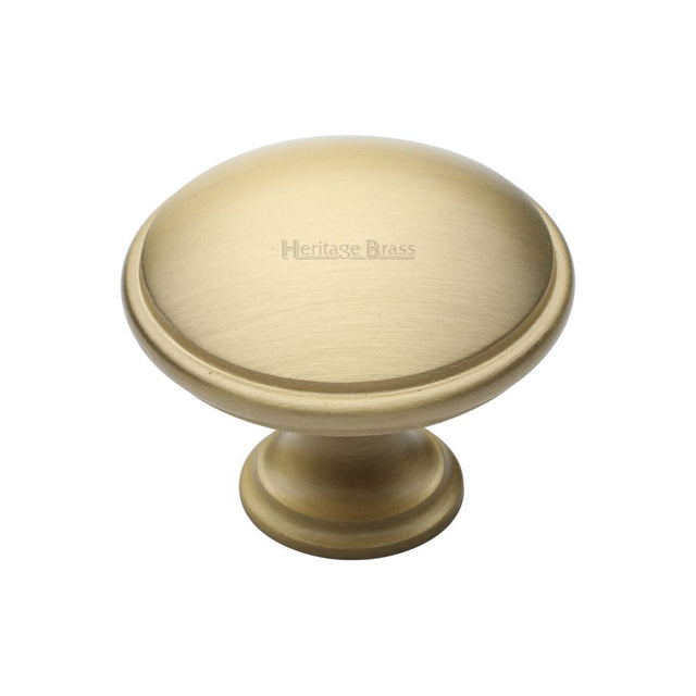 This is a image of a Heritage Brass - Cabinet Knob Domed Design 38mm Sat. Brass Finish that is available to order from Trade Door Handles in Kendal