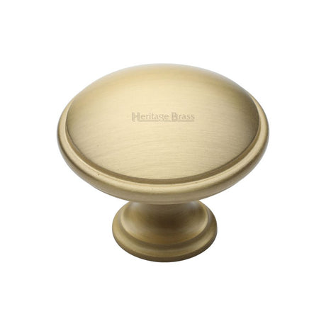 This is an image of a Heritage Brass - Cabinet Knob Domed Design 38mm Satin Brass Finish, c3950-38-sb that is available to order from Trade Door Handles in Kendal.