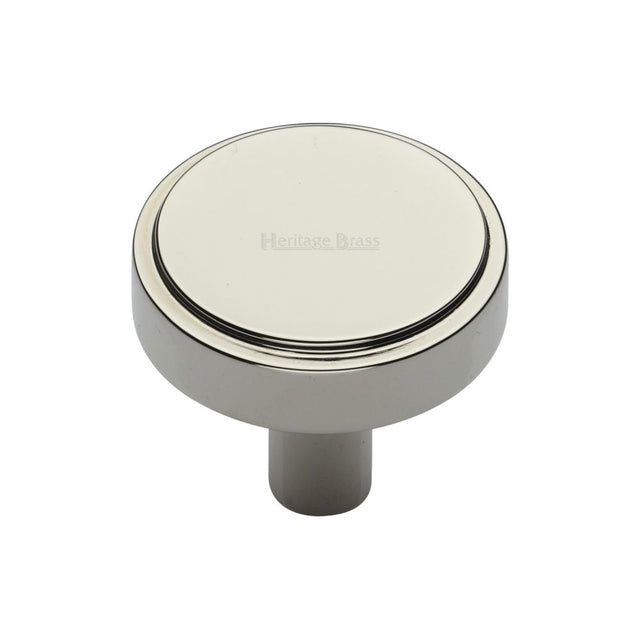 This is an image of a Heritage Brass - Cabinet Knob Stepped Disc Design 32mm Polished Nickel Finish, c3952-32-pnf that is available to order from Trade Door Handles in Kendal.