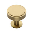 This is a image of a Heritage Brass - Cabinet Knob Stepped Disc Design with Rose 32mm Sat. Brass Fini that is available to order from Trade Door Handles in Kendal