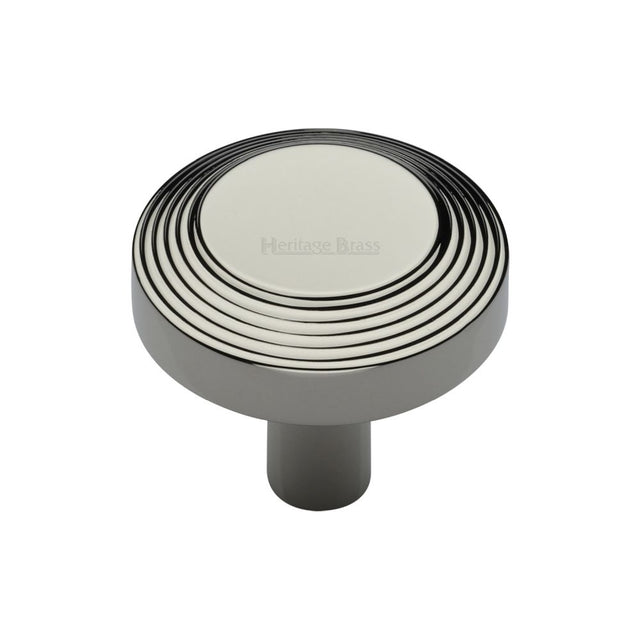 This is an image of a Heritage Brass - Cabinet Knob Ridge Design 32mm Polished Nickel Finish, c3956-32-pnf that is available to order from Trade Door Handles in Kendal.