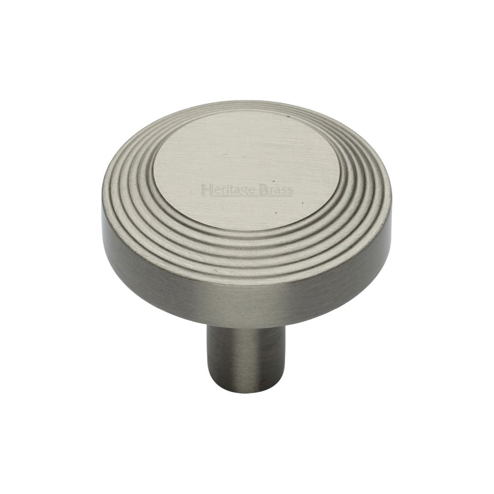 This is an image of a Heritage Brass - Cabinet Knob Ridge Design 32mm Satin Nickel Finish, c3956-32-sn that is available to order from Trade Door Handles in Kendal.