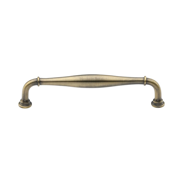 This is an image of a Heritage Brass - Cabinet Pull Henley Traditional Design 152mm CTC Antique Brass Fin, c3960-152-at that is available to order from Trade Door Handles in Kendal.