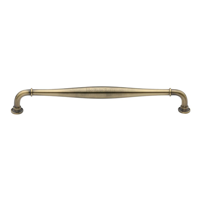 This is an image of a Heritage Brass - Cabinet Pull Henley Traditional Design 203mm CTC Antique Brass Fin, c3960-203-at that is available to order from Trade Door Handles in Kendal.