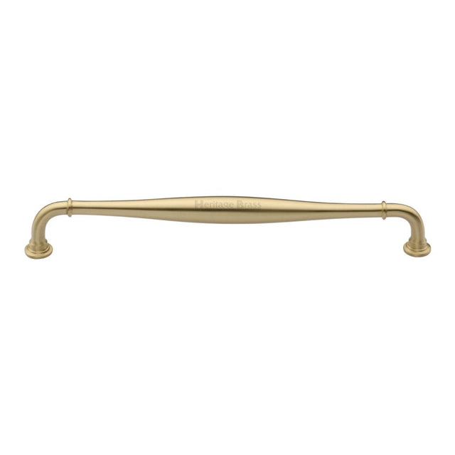 This is an image of a Heritage Brass - Cabinet Pull Henley Traditional Design 203mm CTC Satin Brass Fin, c3960-203-sb that is available to order from Trade Door Handles in Kendal.