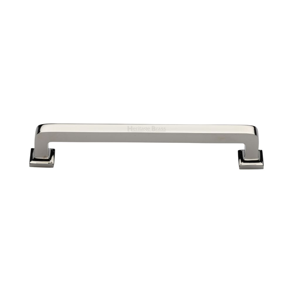 This is an image of a Heritage Brass - Cabinet Pull Square Vintage Design 152mm CTC Polished Nickel Finish, c3964-152-pnf that is available to order from Trade Door Handles in Kendal.