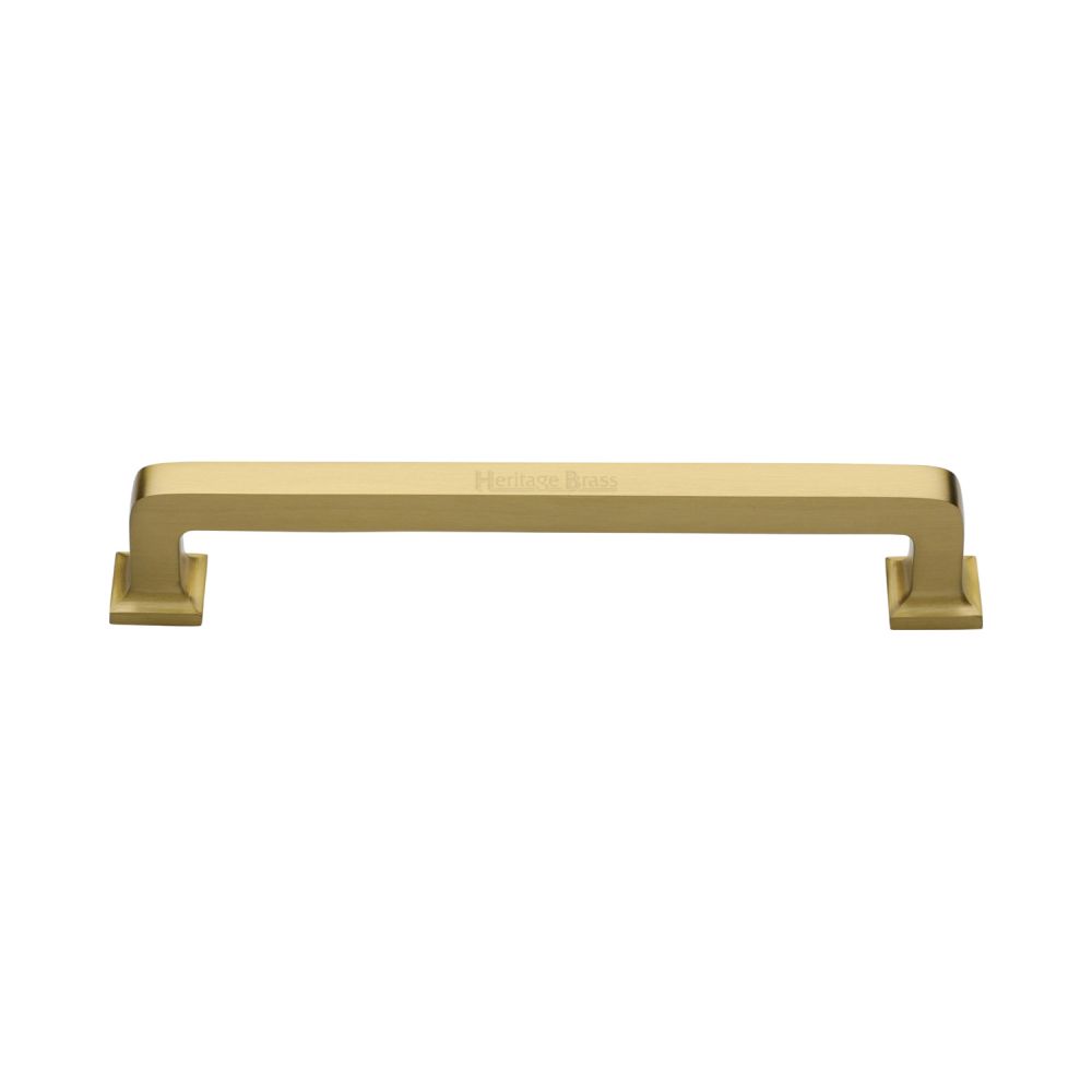 This is an image of a Heritage Brass - Cabinet Pull Square Vintage Design 152mm CTC Satin Brass Finish, c3964-152-sb that is available to order from Trade Door Handles in Kendal.