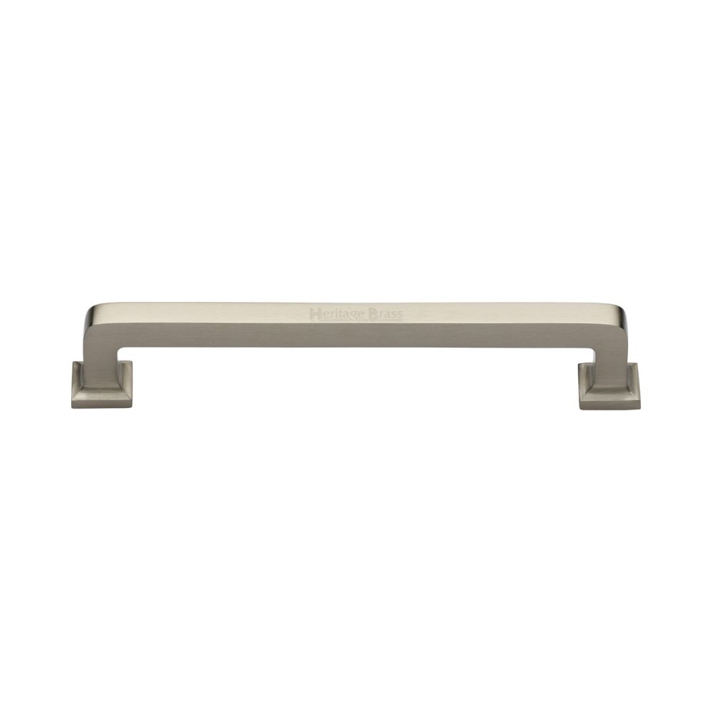 This is an image of a Heritage Brass - Cabinet Pull Square Vintage Design 152mm CTC Satin Nickel Finish, c3964-152-sn that is available to order from Trade Door Handles in Kendal.