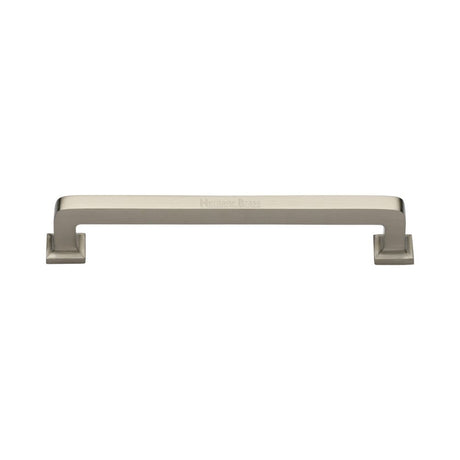 This is an image of a Heritage Brass - Cabinet Pull Square Vintage Design 152mm CTC Satin Nickel Finish, c3964-152-sn that is available to order from Trade Door Handles in Kendal.