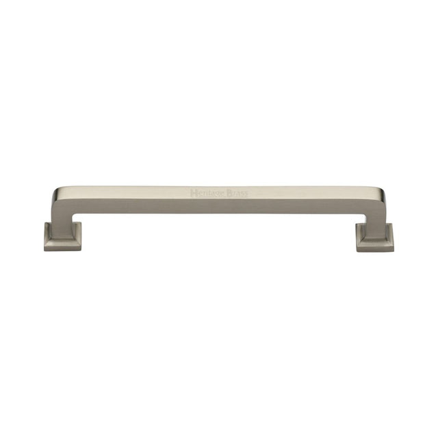 This is an image of a Heritage Brass - Cabinet Pull Square Vintage Design 152mm CTC Satin Nickel Finish, c3964-152-sn that is available to order from Trade Door Handles in Kendal.