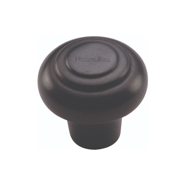 This is a image of a Heritage Brass - Cabinet Knob Round Bead Design 32mm Matt Black Finish that is available to order from Trade Door Handles in Kendal