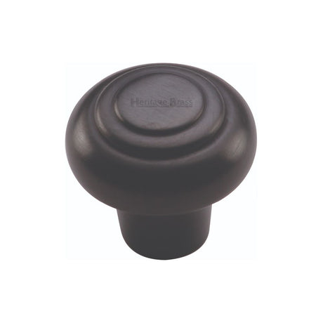 This is an image of a Heritage Brass - Cabinet Knob Round Bead Design 32mm Matt Black Finish, c3985-32-bkmt that is available to order from Trade Door Handles in Kendal.