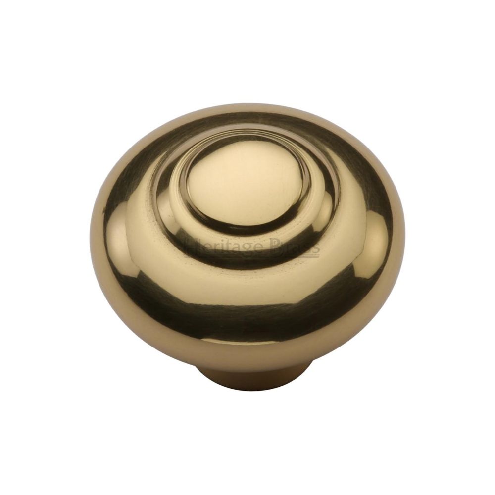 This is an image of a Heritage Brass - Cabinet Knob Round Bead Design 32mm Polished Brass Finish, c3985-32-pb that is available to order from Trade Door Handles in Kendal.