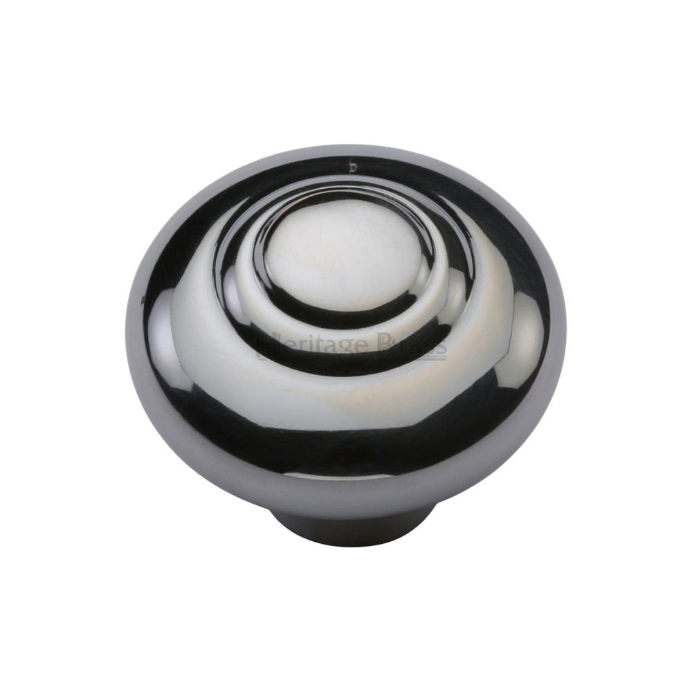 This is an image of a Heritage Brass - Cabinet Knob Round Bead Design 32mm Polished Chrome Finish, c3985-32-pc that is available to order from Trade Door Handles in Kendal.