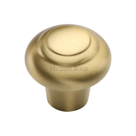 This is an image of a Heritage Brass - Cabinet Knob Round Bead Design 32mm Satin Brass Finish, c3985-32-sb that is available to order from Trade Door Handles in Kendal.