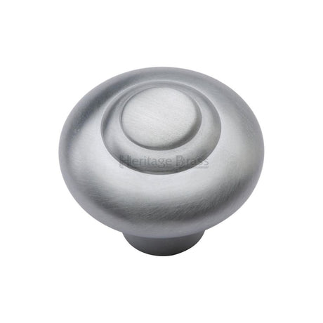 This is an image of a Heritage Brass - Cabinet Knob Round Bead Design 32mm Satin Chrome Finish, c3985-32-sc that is available to order from Trade Door Handles in Kendal.