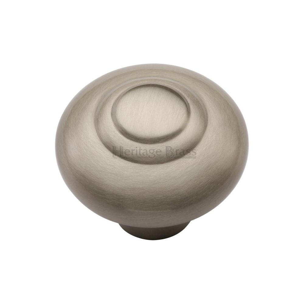 This is an image of a Heritage Brass - Cabinet Knob Round Bead Design 32mm Satin Nickel Finish, c3985-32-sn that is available to order from Trade Door Handles in Kendal.