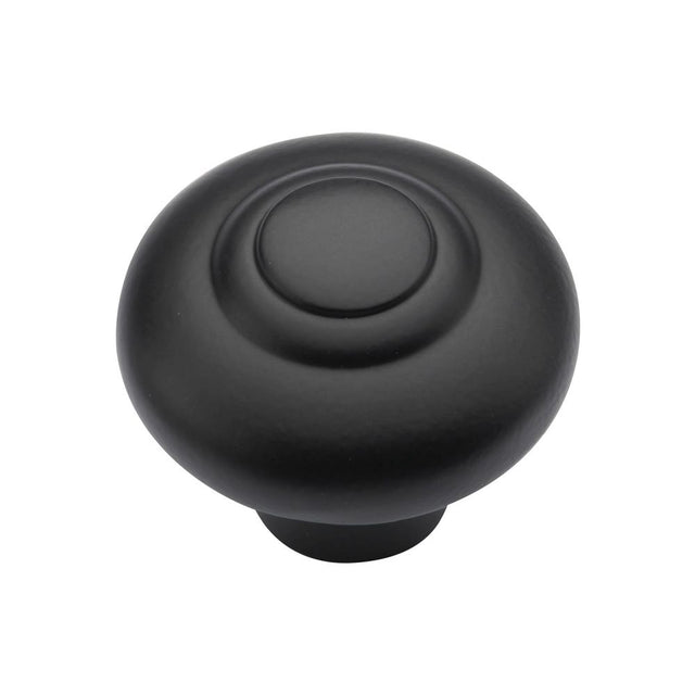 This is an image of a Heritage Brass - Cabinet Knob Round Bead Design 38mm Matt Black Finish, c3985-38-bkmt that is available to order from Trade Door Handles in Kendal.