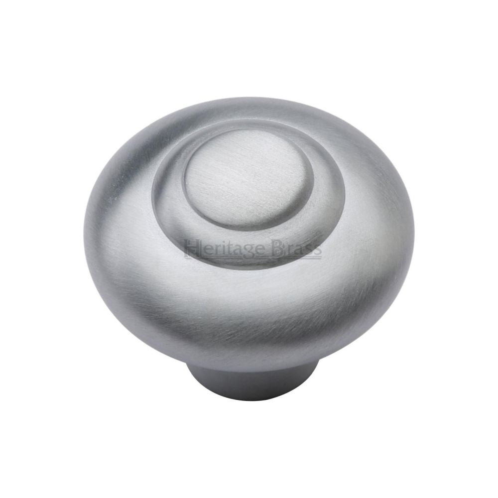 This is a image of a Heritage Brass - Cabinet Knob Round Bead Design 38mm Sat. Chrome Finish that is available to order from Trade Door Handles in Kendal