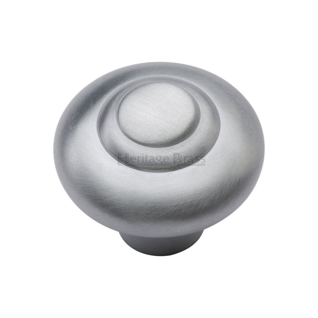 This is an image of a Heritage Brass - Cabinet Knob Round Bead Design 38mm Satin Chrome Finish, c3985-38-sc that is available to order from Trade Door Handles in Kendal.