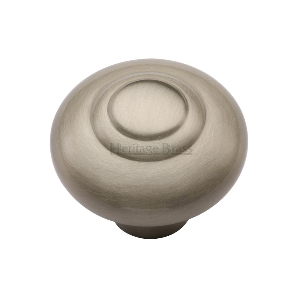 This is an image of a Heritage Brass - Cabinet Knob Round Bead Design 38mm Satin Nickel Finish, c3985-38-sn that is available to order from Trade Door Handles in Kendal.