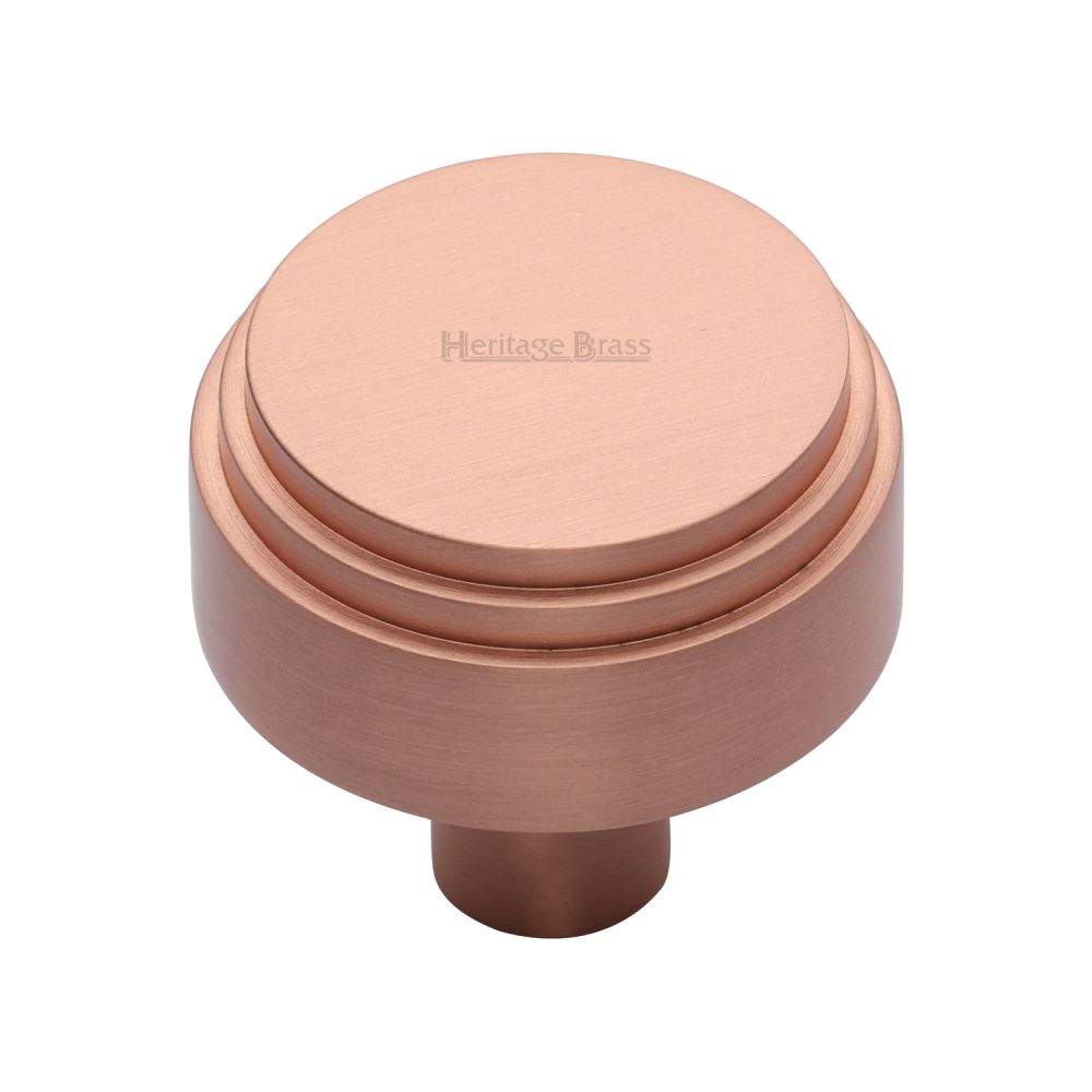 This is an image of a Heritage Brass - Cabinet Knob Round Deco Design 32mm Satin Rose Gold Finish, c3987-32-srg that is available to order from Trade Door Handles in Kendal.