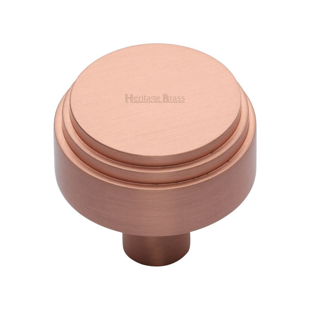 This is an image of a Heritage Brass - Cabinet Knob Round Deco Design 32mm Satin Rose Gold Finish, c3987-32-srg that is available to order from Trade Door Handles in Kendal.