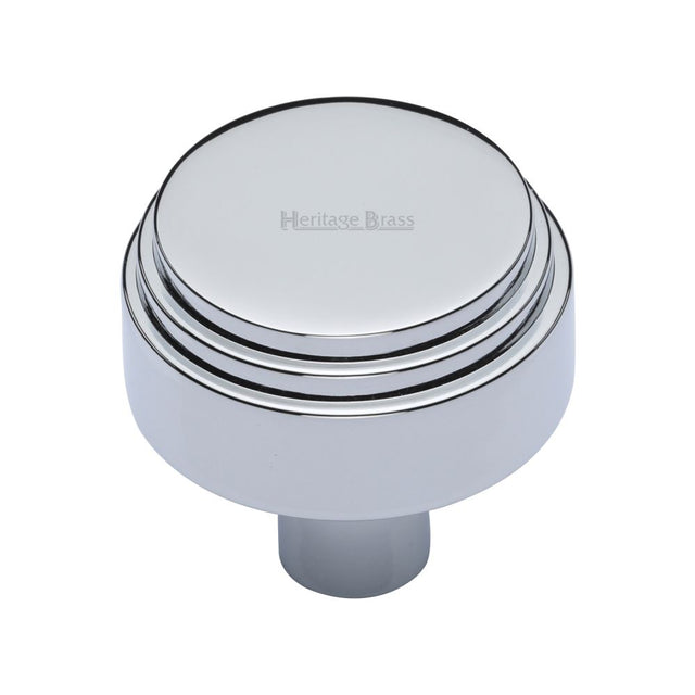 This is an image of a Heritage Brass - Cabinet Knob Round Deco Design 38mm Polished Chrome Finish, c3987-38-pc that is available to order from Trade Door Handles in Kendal.