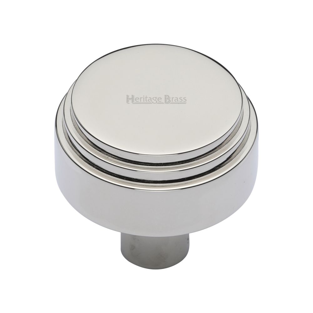 This is an image of a Heritage Brass - Cabinet Knob Round Deco Design 38mm Polished Nickel Finish, c3987-38-pnf that is available to order from Trade Door Handles in Kendal.