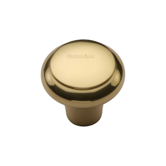 This is an image of a Heritage Brass - Cabinet Knob Round Edge Design 32mm Polished Brass Finish, c3990-32-pb that is available to order from Trade Door Handles in Kendal.