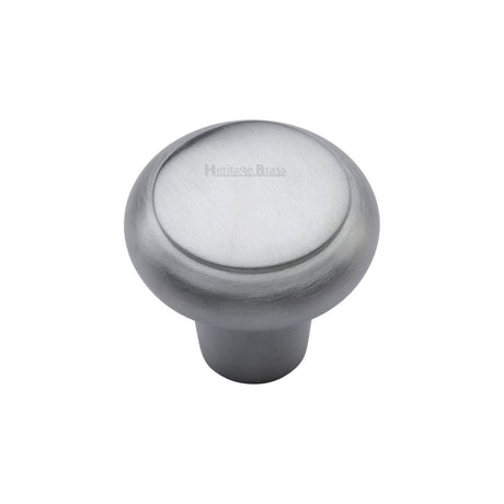 This is an image of a Heritage Brass - Cabinet Knob Round Edge Design 32mm Satin Chrome Finish, c3990-32-sc that is available to order from Trade Door Handles in Kendal.