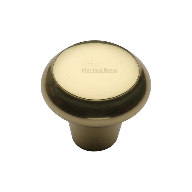 This is an image of a Heritage Brass - Cabinet Knob Round Edge Design 38mm Polished Brass Finish, c3990-38-pb that is available to order from Trade Door Handles in Kendal.