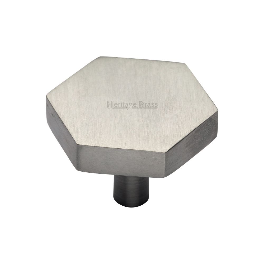 This is an image of a Heritage Brass - Cabinet Knob Hexagon Design 38mm Satin Nickel Finish, c4344-38-sn that is available to order from Trade Door Handles in Kendal.