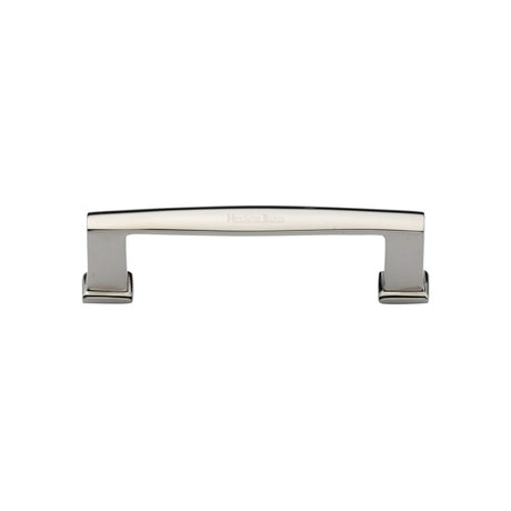 This is an image of a Heritage Brass - Cabinet Pull Vintage Design 102mm CTC Polished Nickel Finish, c4384-102-pnf that is available to order from Trade Door Handles in Kendal.