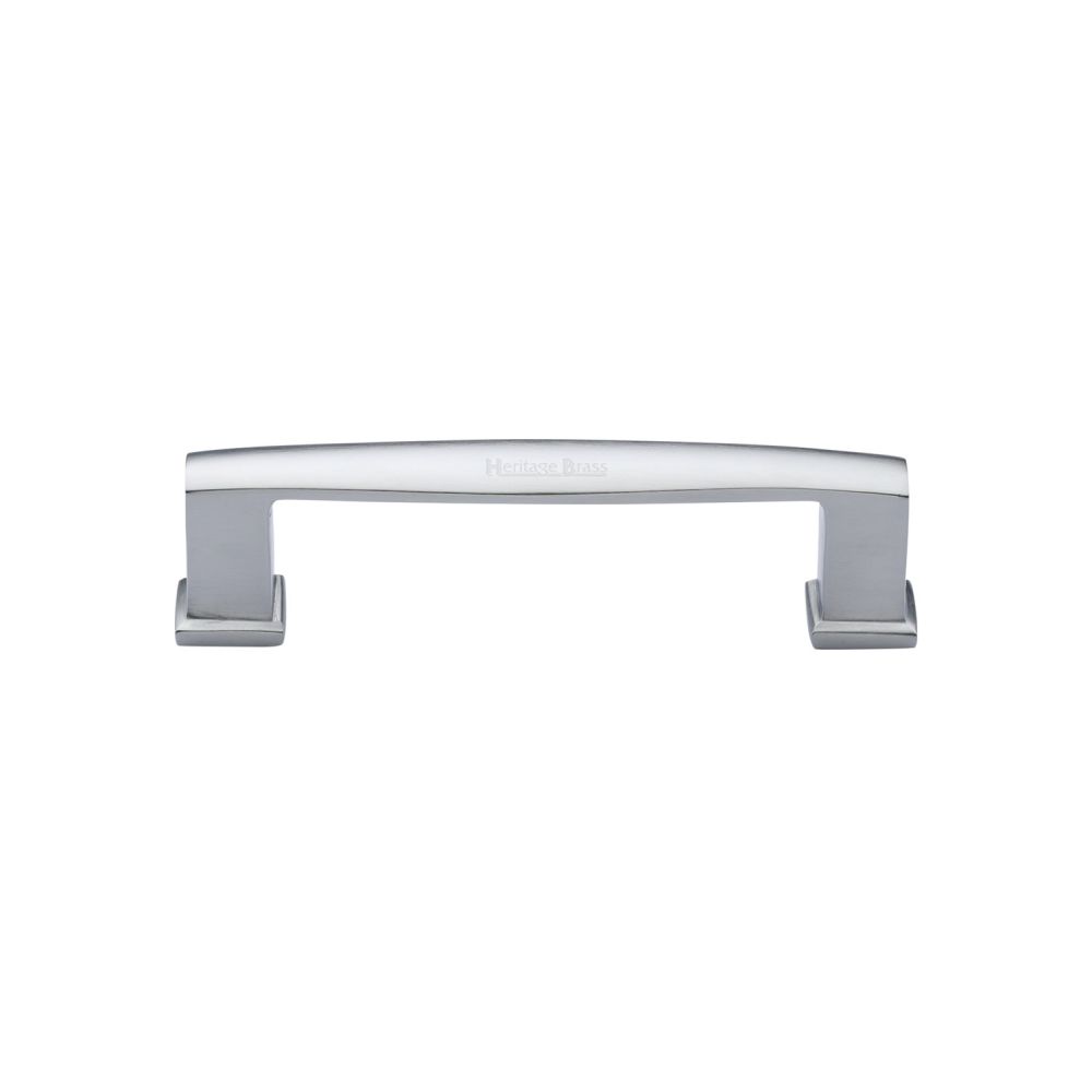 This is an image of a Heritage Brass - Cabinet Pull Vintage Design 102mm CTC Satin Chrome Finish, c4384-102-sc that is available to order from Trade Door Handles in Kendal.